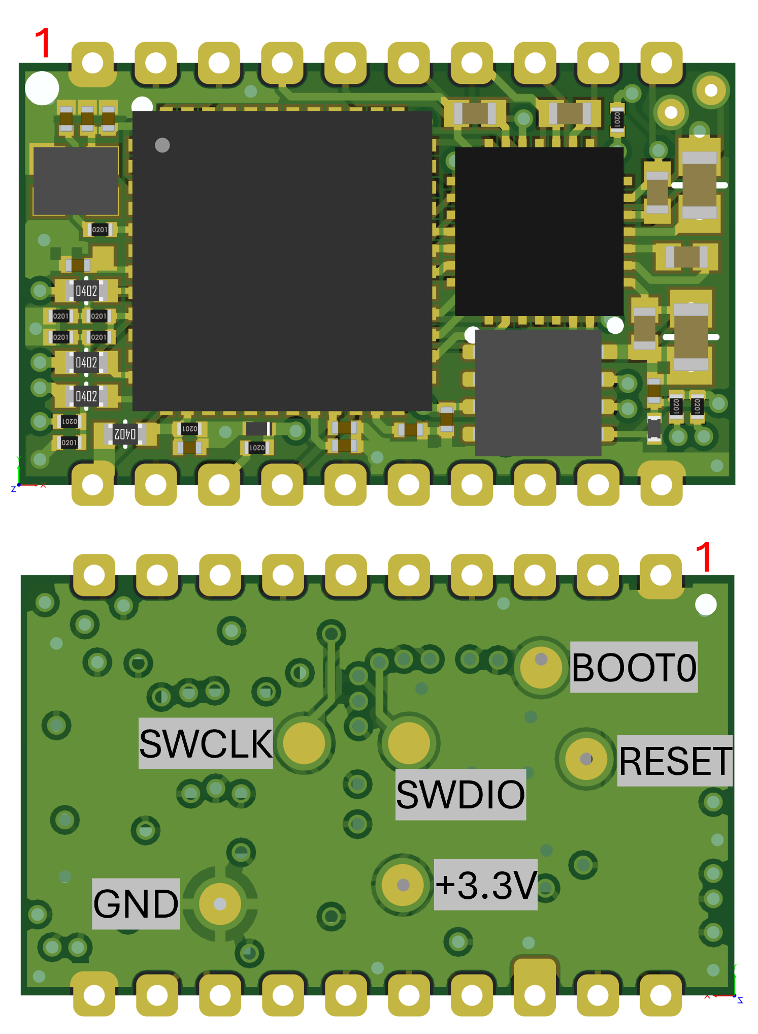 Flux Core ESC — top and bottom views