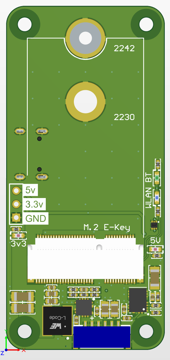RPI-Zero M.2 E-Key Backpack — top view